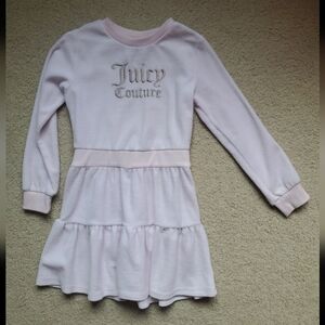 JUICY COUTURE light pink shiny golden gold long sleeve velour dress size 6/6X